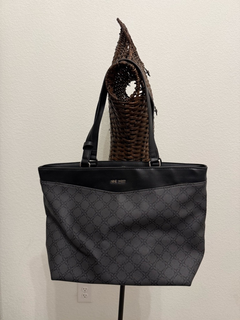 Nine West Black & Charcoal Signature Tote